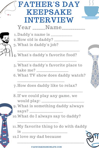 Father's day keepsake interview printable