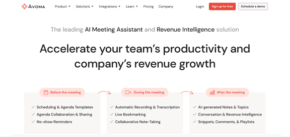 AI meeting assistant Avoma 